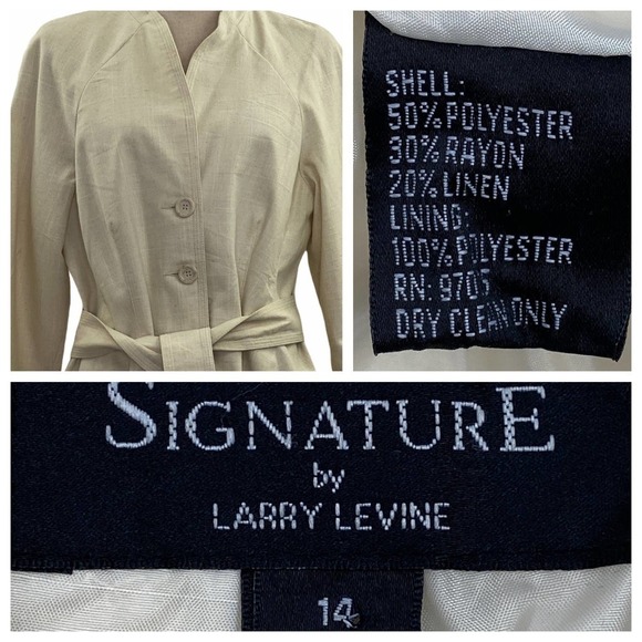 SIGNATURE Larry Levine Beige Pea Coat Size 14 - Picture 13 of 15